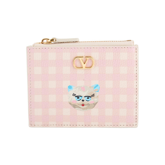 COIN PURSE/CARD CASE | VLOGO SIGNATURE | VIT.SOFT GRAIN ST.VICHY LE CHAT DE LA MA / 9PK:LIGHT IVORY-ROSA-MULTICOLOR/LIGHT IVORY