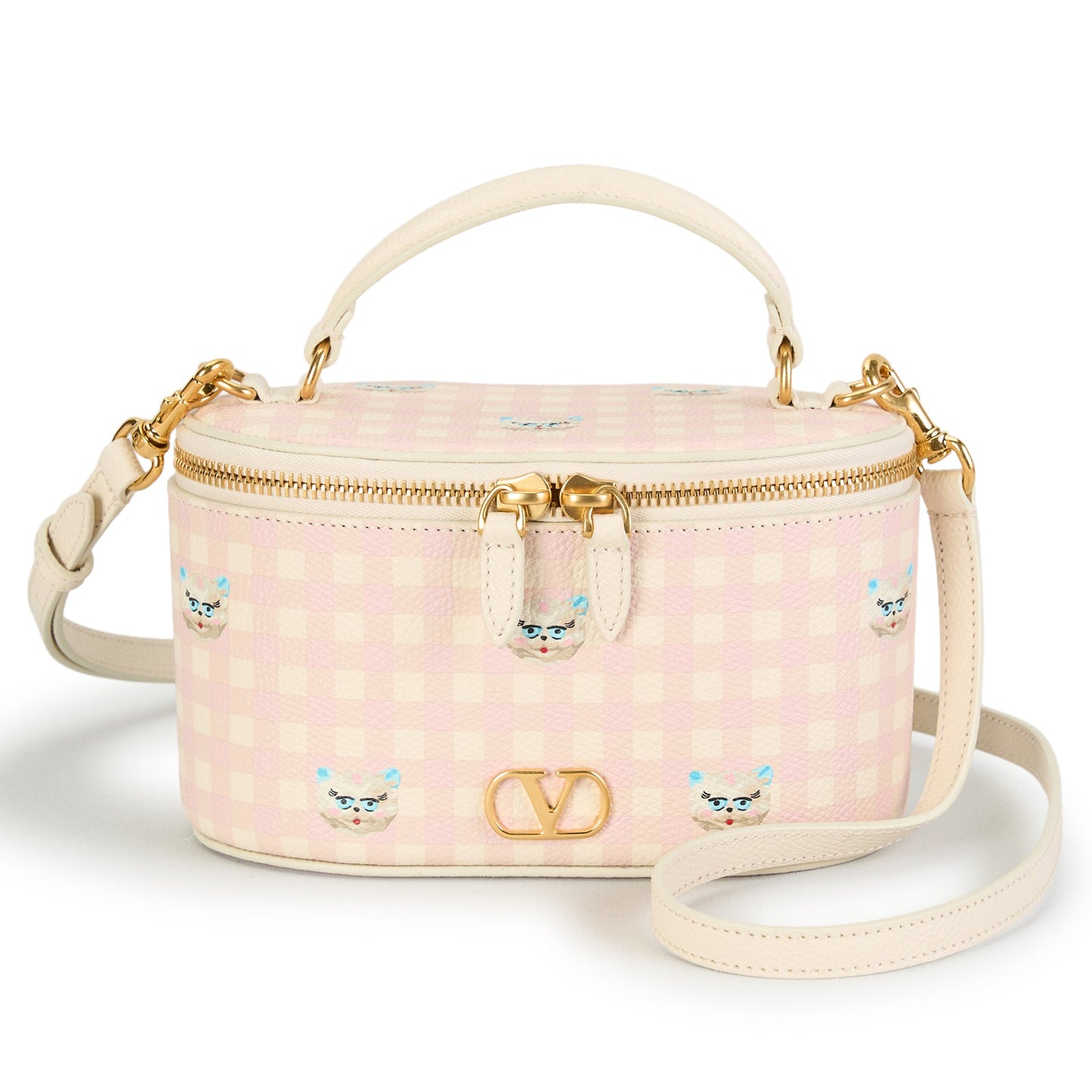 VANITY CASE | VLOGO SIGNATURE | VIT.SOFT GRAIN ST.VICHY LE CHAT DE LA MA / 9PK:LIGHT IVORY-ROSA-MULTICOLOR/LIGHT IVORY