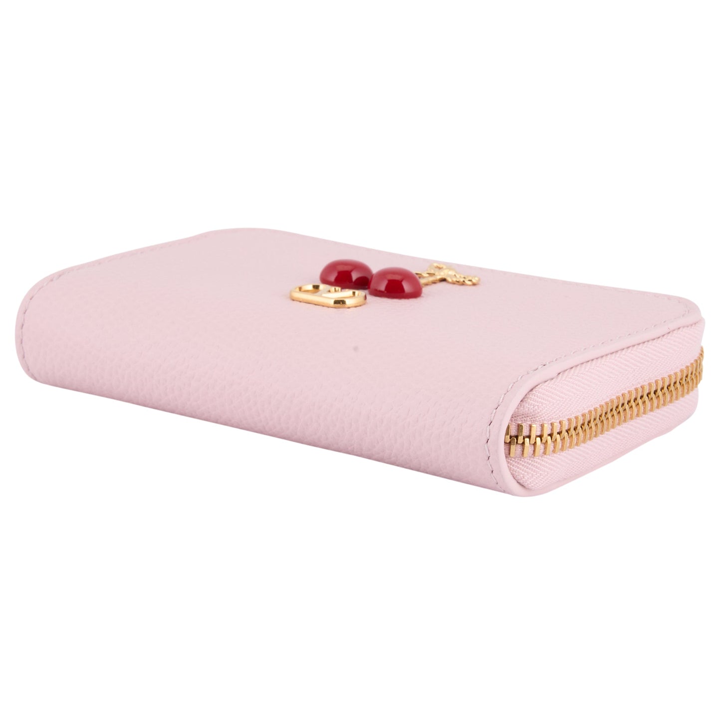 MINI ZIP AROUND WALLET | CHERRYFIC | VIT.SOFT GRAIN/A.BRASS LOGO-L.GOLD CHERR / 16Q:ROSE QUARTZ