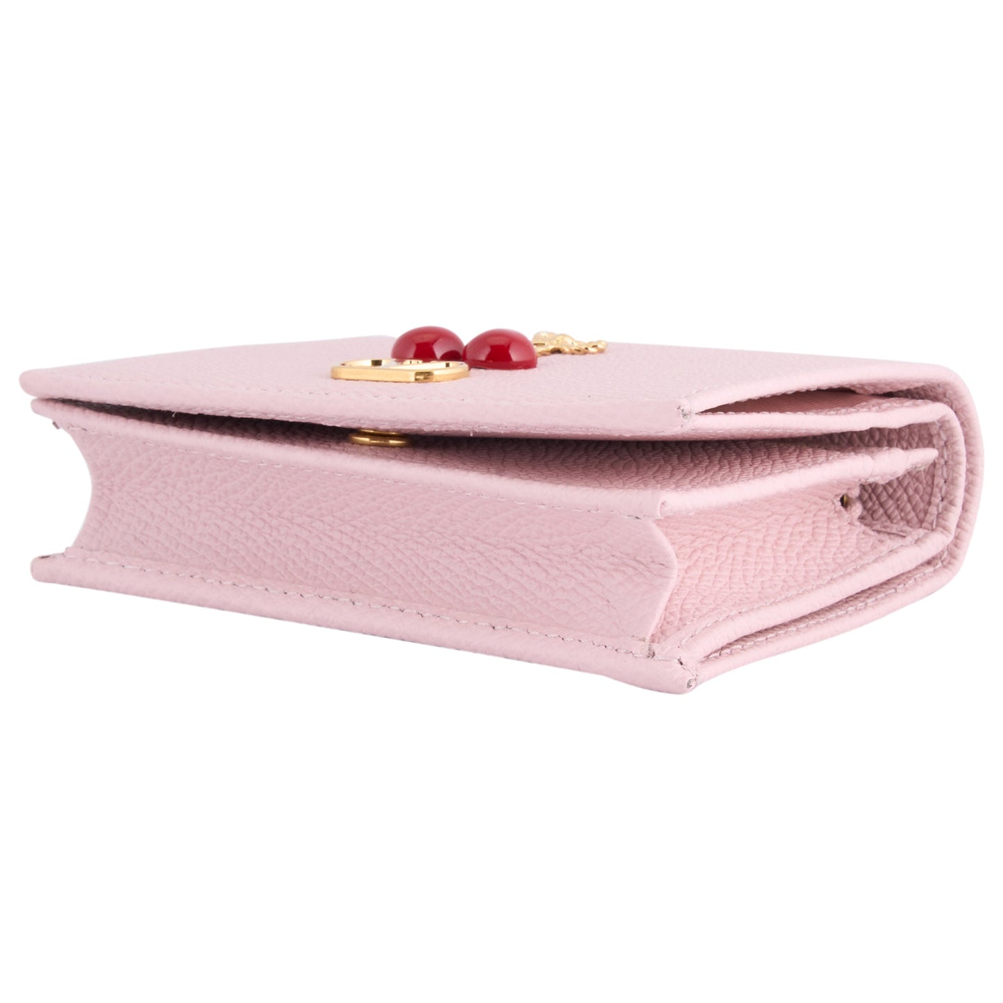 FLAP FRENCH WALLET | CHERRYFIC | VIT.SOFT GRAIN/A.BRASS LOGO-L.GOLD CHERR / 16Q:ROSE QUARTZ