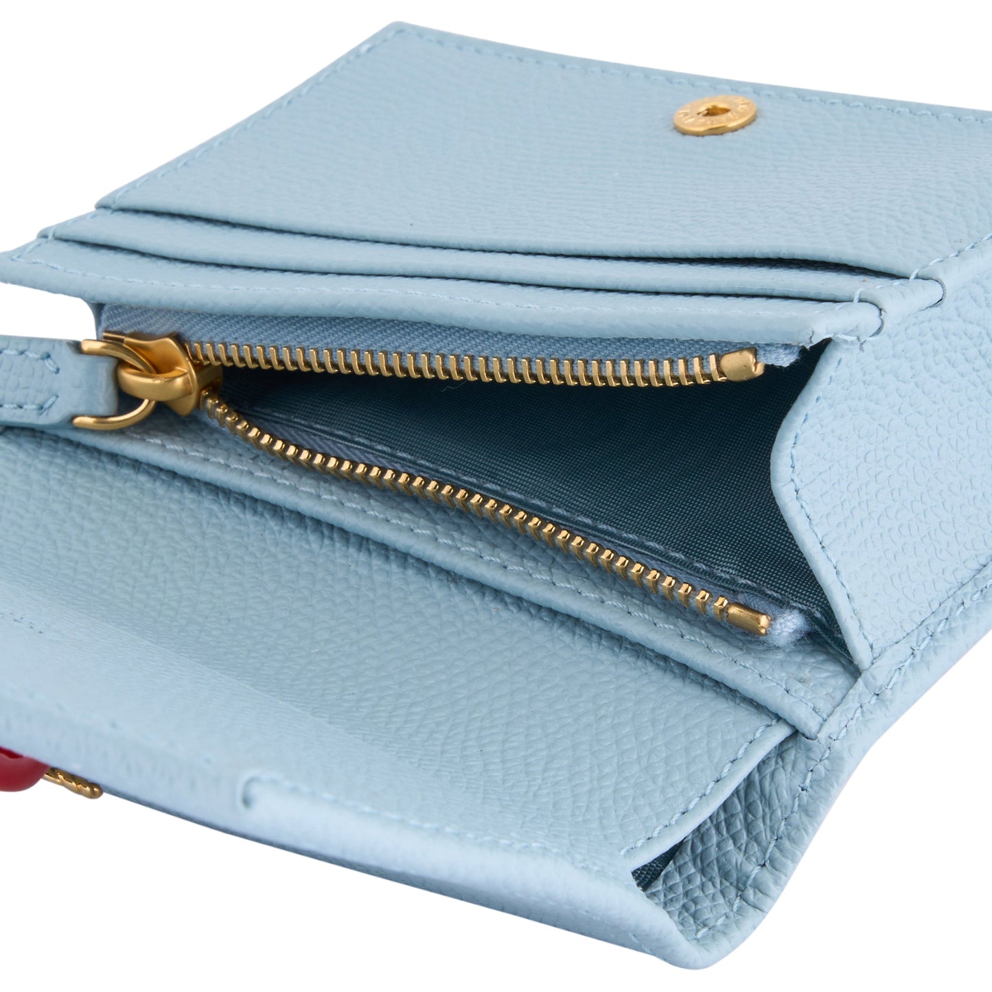 FLAP FRENCH WALLET | CHERRYFIC | VIT.SOFT GRAIN/A.BRASS LOGO-L.GOLD CHERR / ZJ4:BLU PORCELLANA