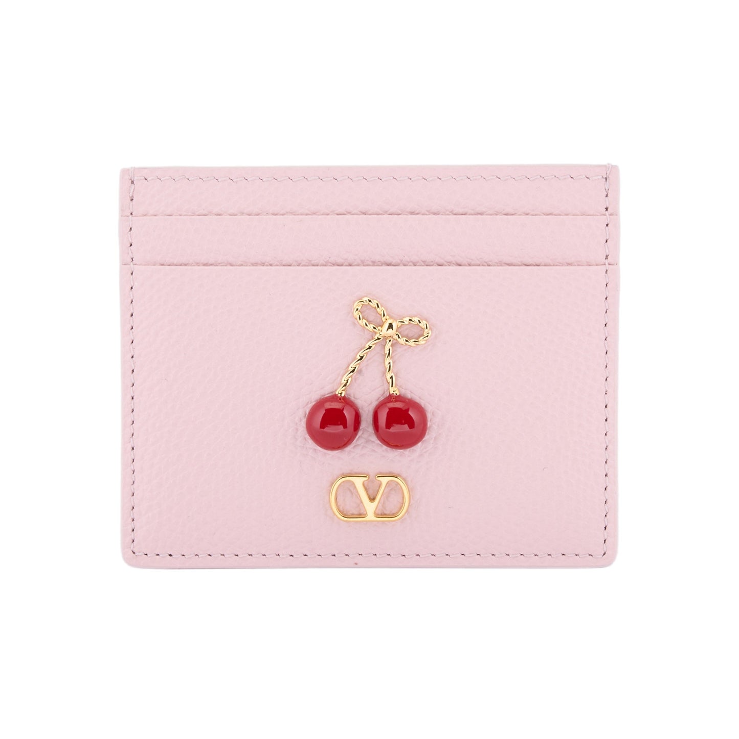 CARD HOLDER | CHERRYFIC | VIT.SOFT GRAIN/A.BRASS LOGO-L.GOLD CHERR / 16Q:ROSE QUARTZ