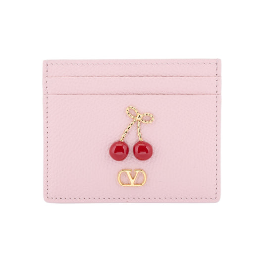 CARD HOLDER | CHERRYFIC | VIT.SOFT GRAIN/A.BRASS LOGO-L.GOLD CHERR / 16Q:ROSE QUARTZ