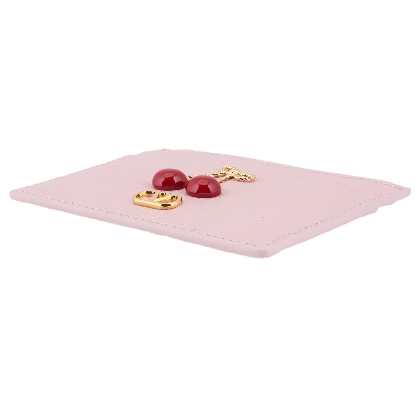CARD HOLDER | CHERRYFIC | VIT.SOFT GRAIN/A.BRASS LOGO-L.GOLD CHERR / 16Q:ROSE QUARTZ