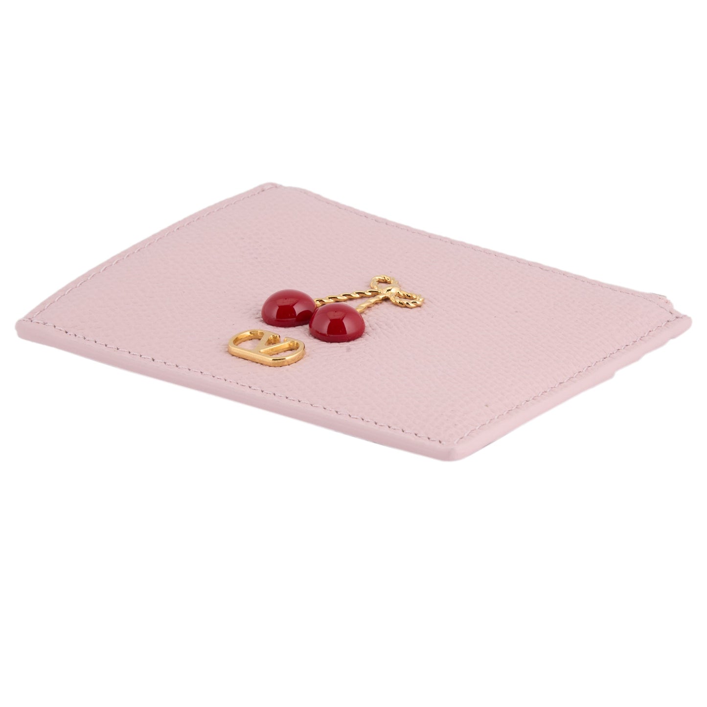 COIN PURSE/CARD CASE | CHERRYFIC | VIT.SOFT GRAIN/A.BRASS LOGO-L.GOLD CHERR / 16Q:ROSE QUARTZ