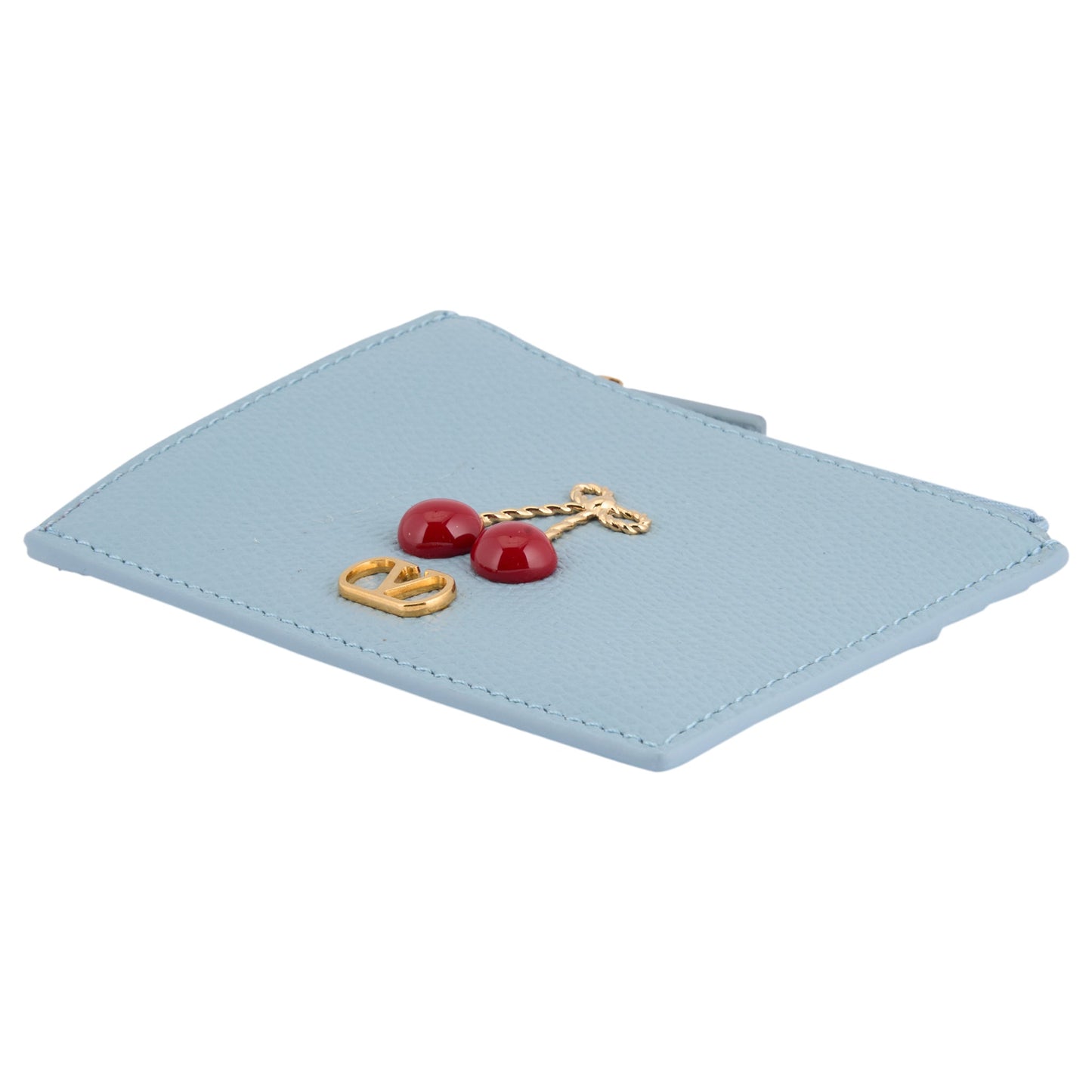 COIN PURSE/CARD CASE | CHERRYFIC | VIT.SOFT GRAIN/A.BRASS LOGO-L.GOLD CHERR / ZJ4:BLU PORCELLANA