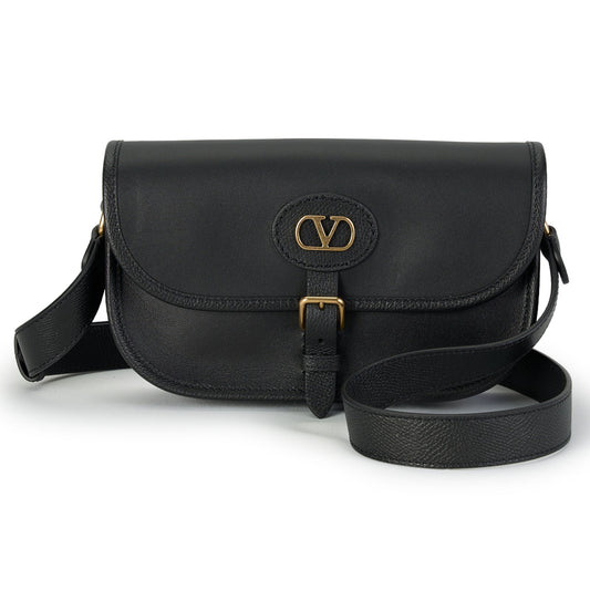 SMALL CROSS BODY BAG | ANTIBES | VIT.NAPPATO/VIT.SOFT GRAIN/A.GOLD LOGO / 0NO:NERO