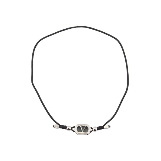 BRACELET | OVALETTE | CORDA/PALLADIUM/ENAMELED LOGO / 0NO:NERO