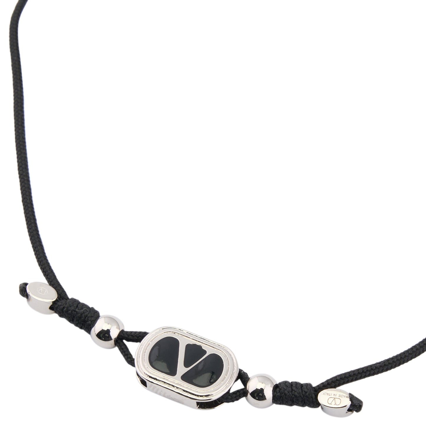 BRACELET | OVALETTE | CORDA/PALLADIUM/ENAMELED LOGO / 0NO:NERO