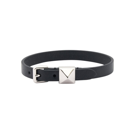 LEATHER BRACELET | ROCKSTUD | BOX CALF S./PALLADIUM STUD / 0NO:NERO