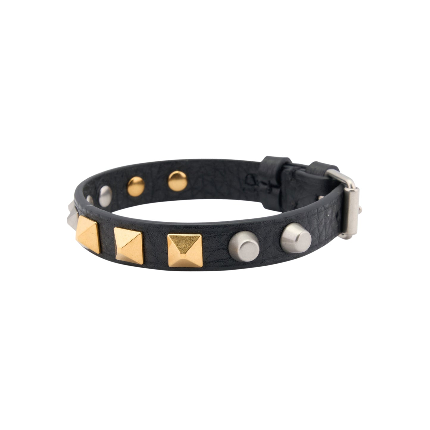 LEATHER BRACELET | ROCKSTUD | VIT.STAMPA ALCE/VINT.PALLADIUM-A.BRASS M / 0NO:NERO