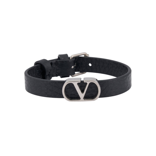 LEATHER BRACELET | VLOGO SIGNATURE | VIT.ST.ALCE/VINTAGE PALLADIUM LOGO / 0NO:NERO