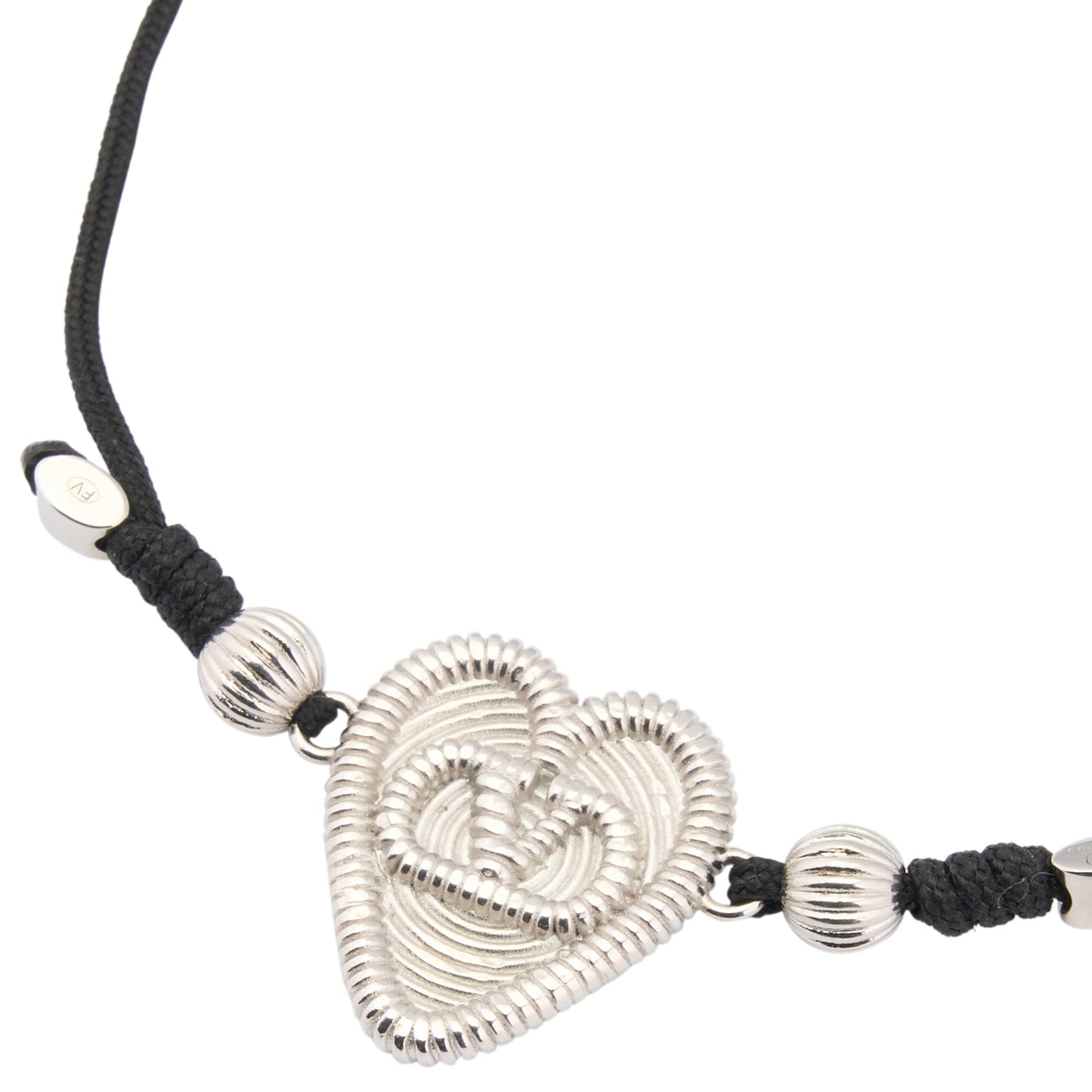 BRACELET | FIL PERDU | CORDA/VINTAGE PALLADIUM STRIPE LOGO / 0NO:NERO