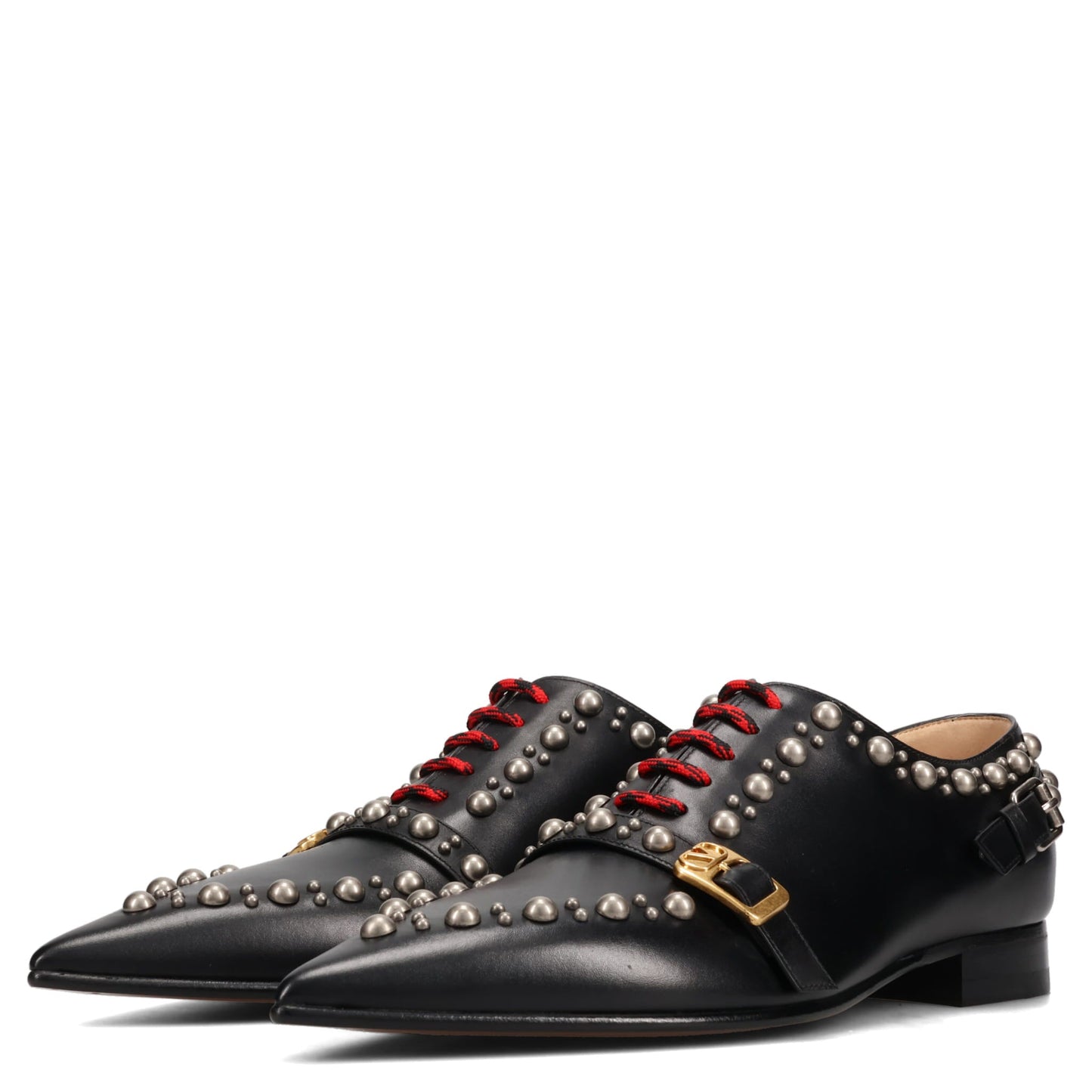 DERBY | VALENTINO GARAVANI MOCKERS | T. 25 | VITELLO/A.SILVER-A.BRASS MIX ROUND STUDS / 0NO:NERO