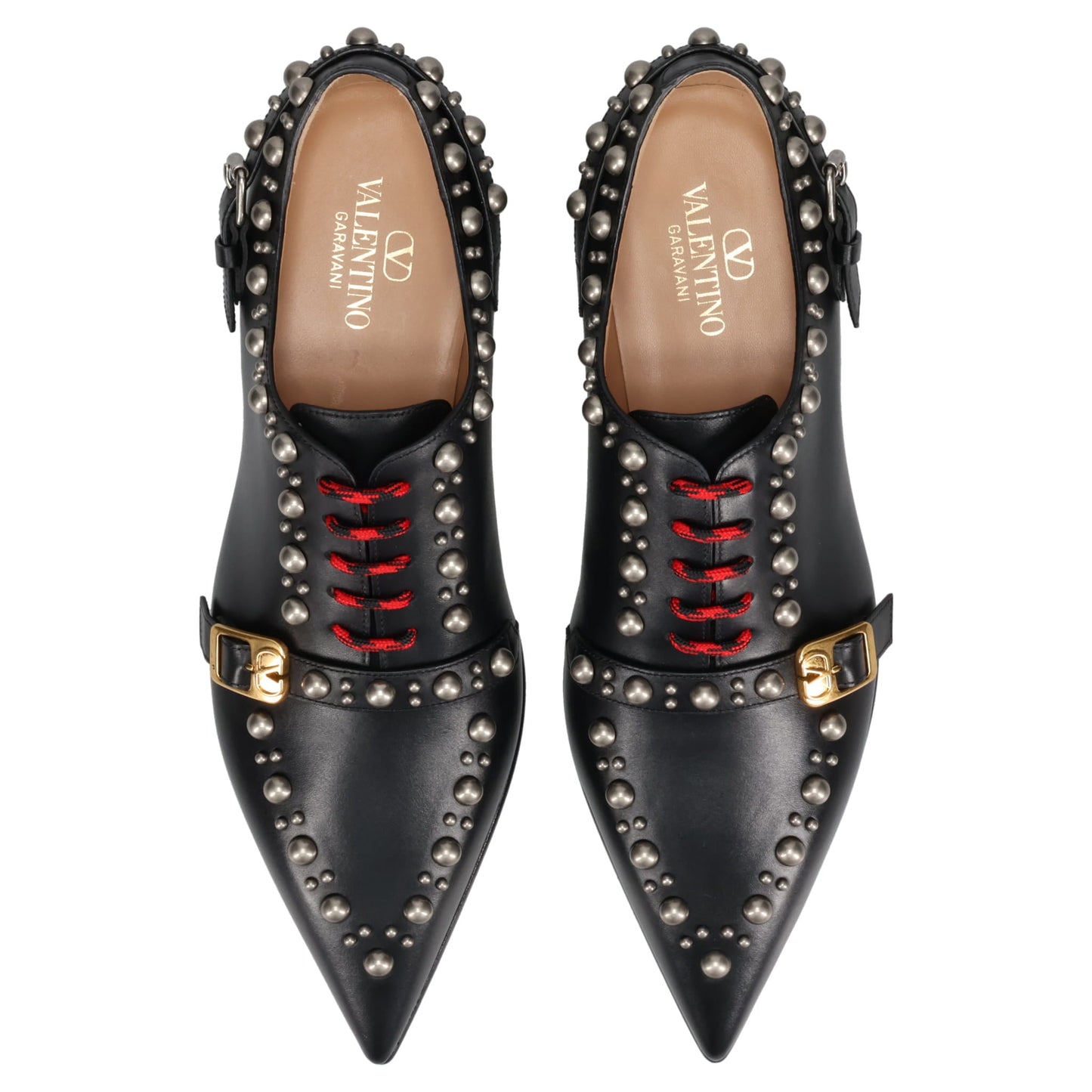 DERBY | VALENTINO GARAVANI MOCKERS | T. 25 | VITELLO/A.SILVER-A.BRASS MIX ROUND STUDS / 0NO:NERO