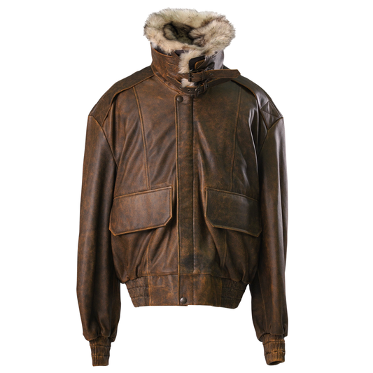 WOMEN LEATHER BOMBER JACKET / VIELLI BROWN