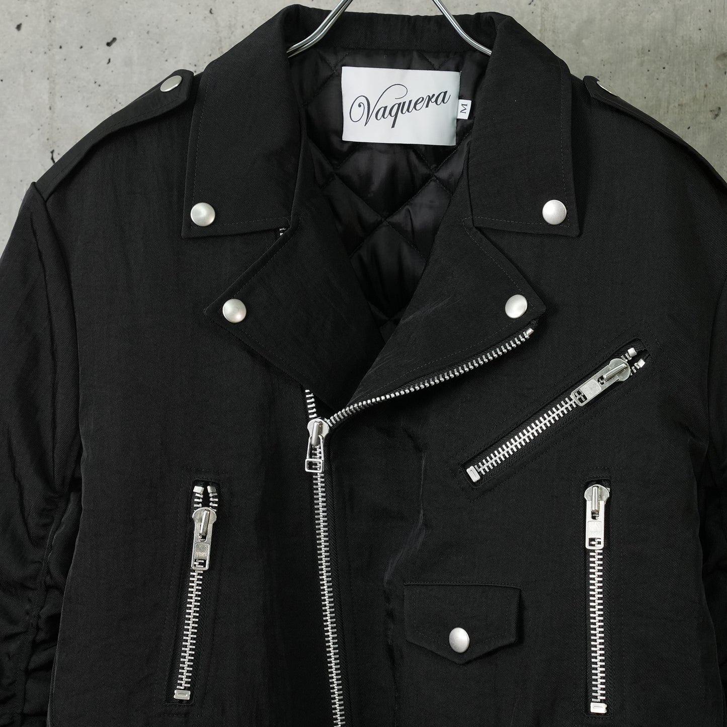 WOMEN NYLON GABARDINE MOTO JACKET WOVEN / BLACK