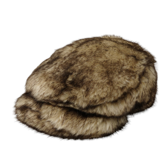 WOMEN NEWSBOY HAT WOLF FUR VERSION / BEIGE BROWN