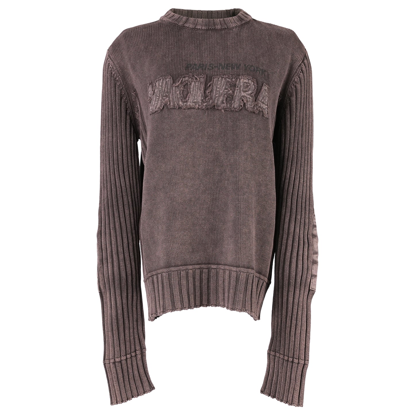 WOMEN RIB KNIT SWEATER / BROWN