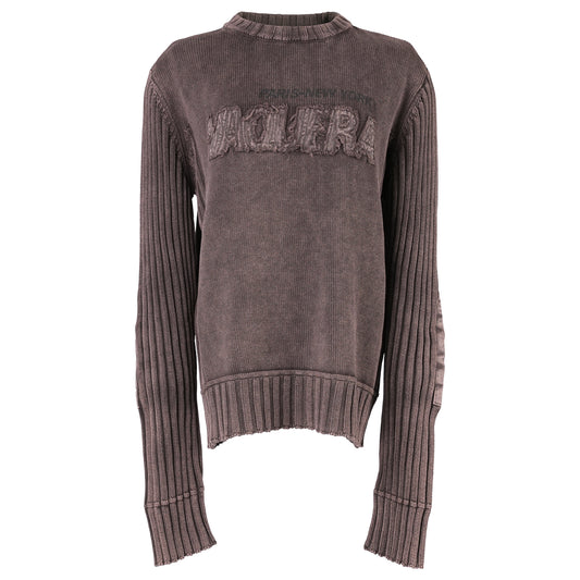 WOMEN RIB KNIT SWEATER / BROWN