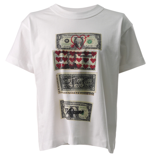 WOMEN SCATTERED DOLLARS T SHIRT WOVEN / OFF WHITE