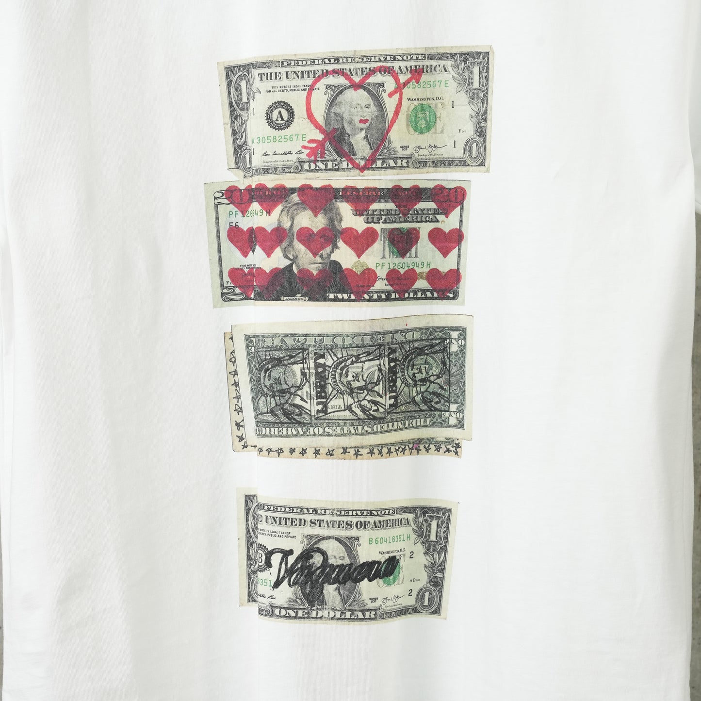 WOMEN SCATTERED DOLLARS T SHIRT WOVEN / OFF WHITE