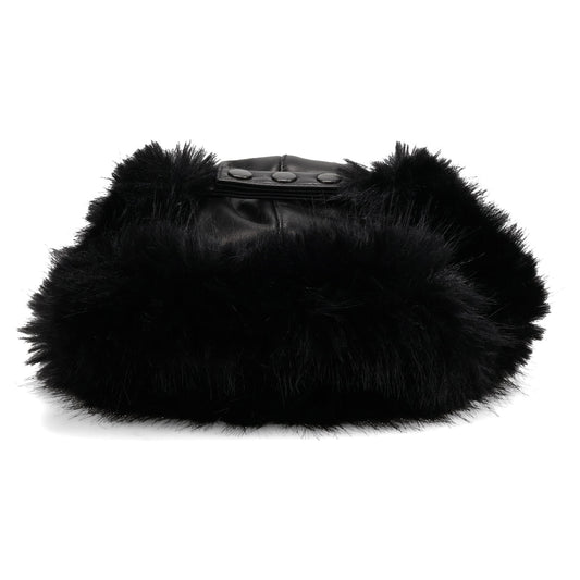 WOMEN TRAPPER HAT LEATHER / BLACK