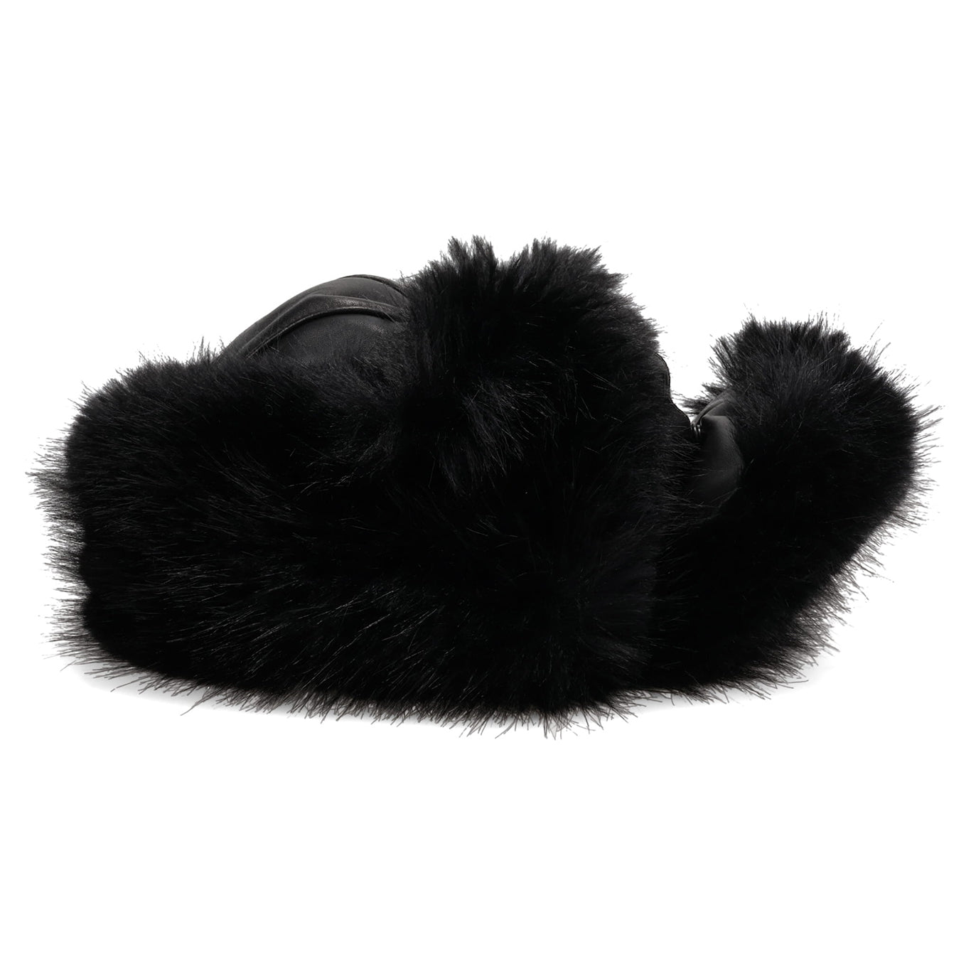 WOMEN TRAPPER HAT LEATHER / BLACK