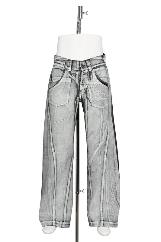 WOMEN PAINTED WORKWEAR PANTS WOVEN / BLACK