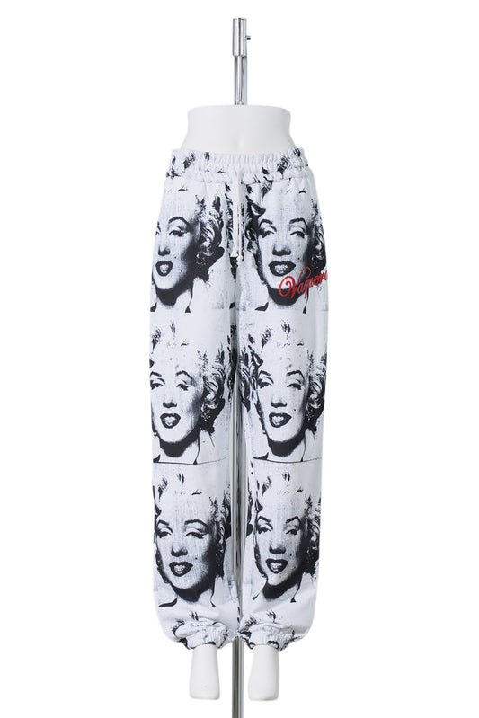 WOMEN MARILYN SWEATPANTS KNIT / WHITE PRINT