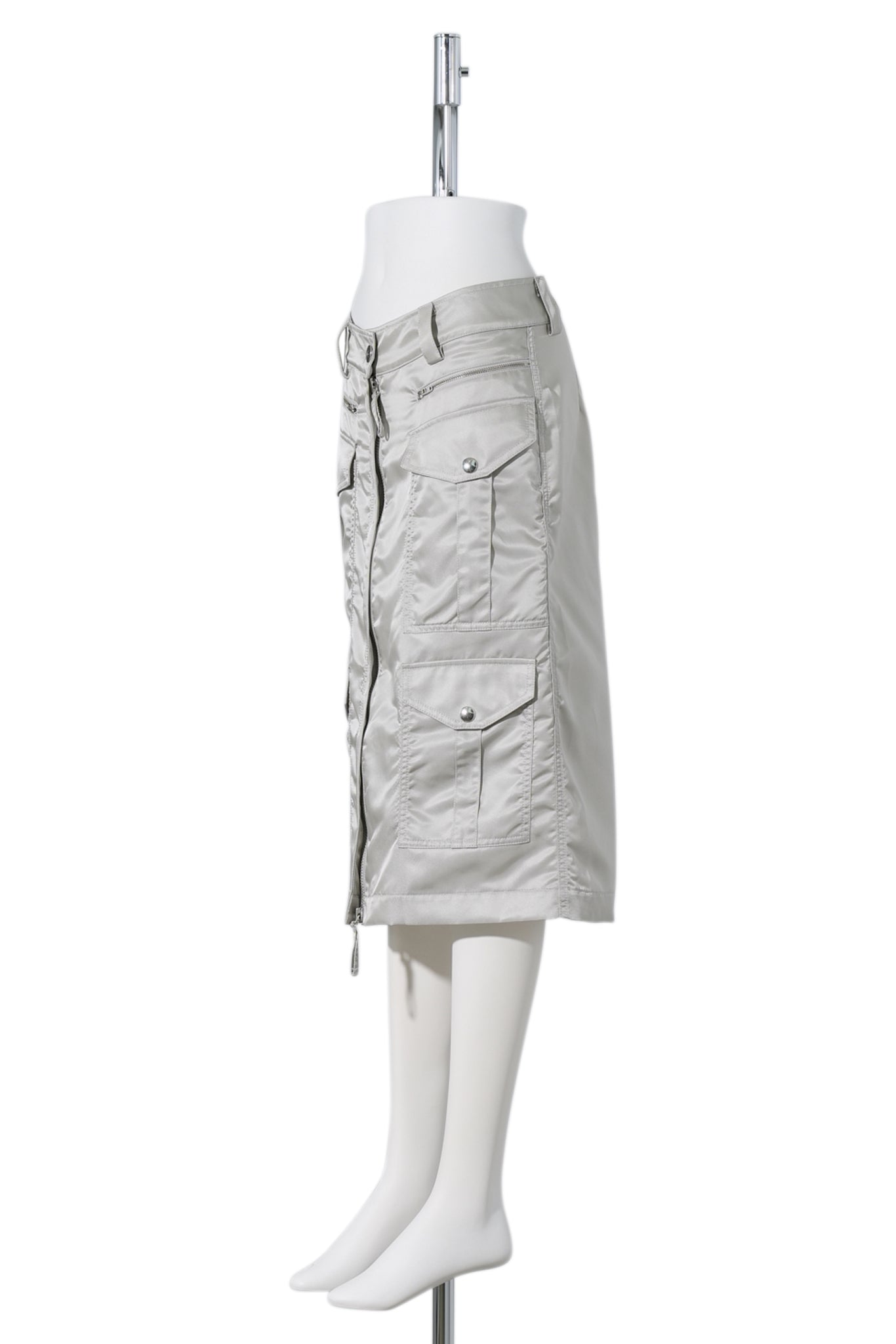 WOMEN AVIATOR CARGO SKIRT WOVEN / LIGHT GREY