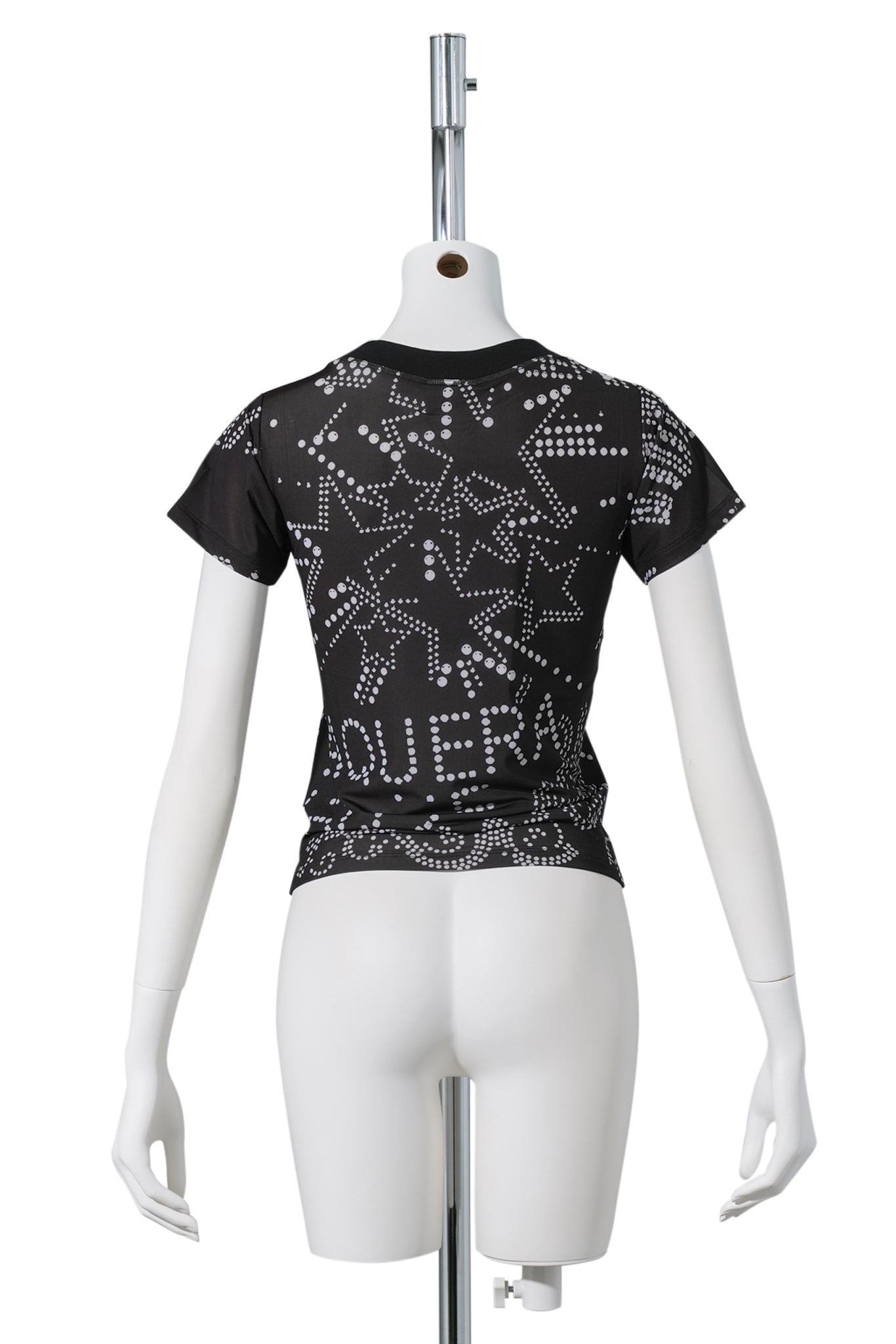 WOMEN RHINESTUDS T SHIRT KNIT / BLACK PRINT