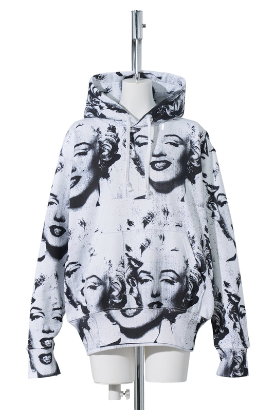 WOMEN MARILYN HOODIE KNIT / WHITE PRINT