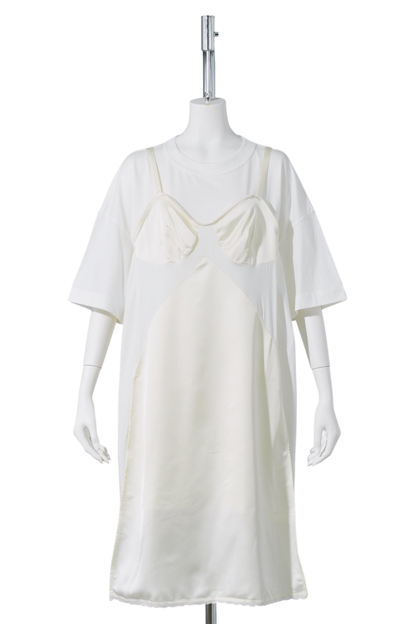 WOMEN SLIP DRESS TSHIRT KNIT / WHITE