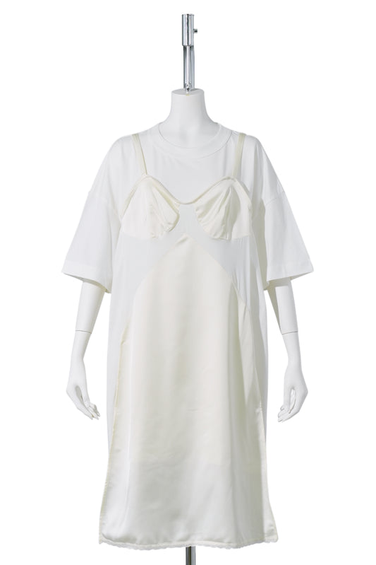 WOMEN SLIP DRESS TSHIRT KNIT / WHITE