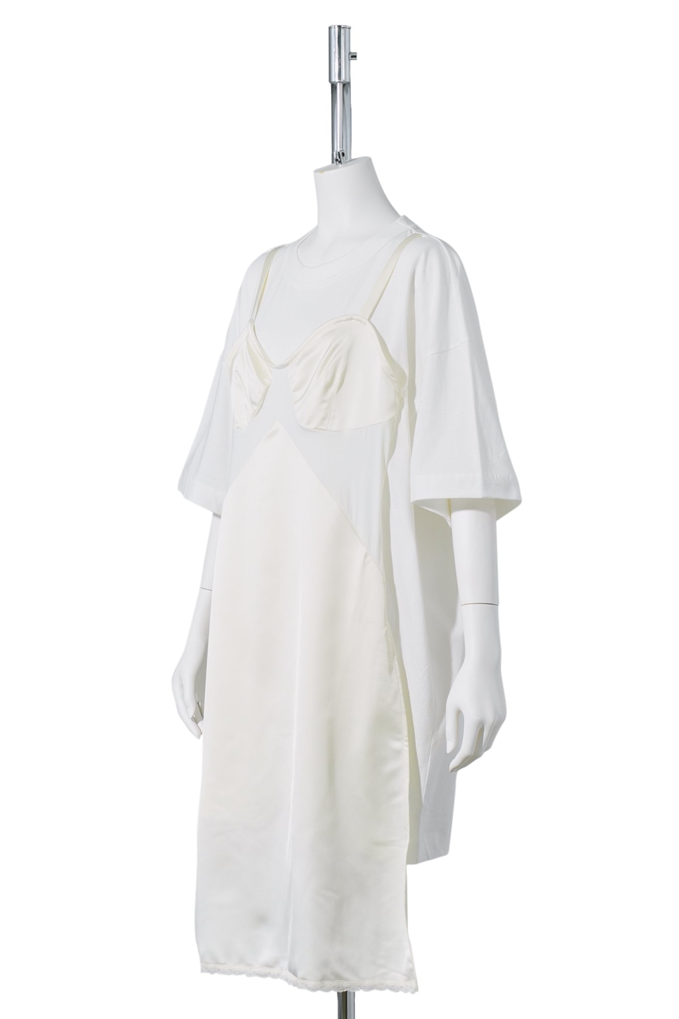 WOMEN SLIP DRESS TSHIRT KNIT / WHITE