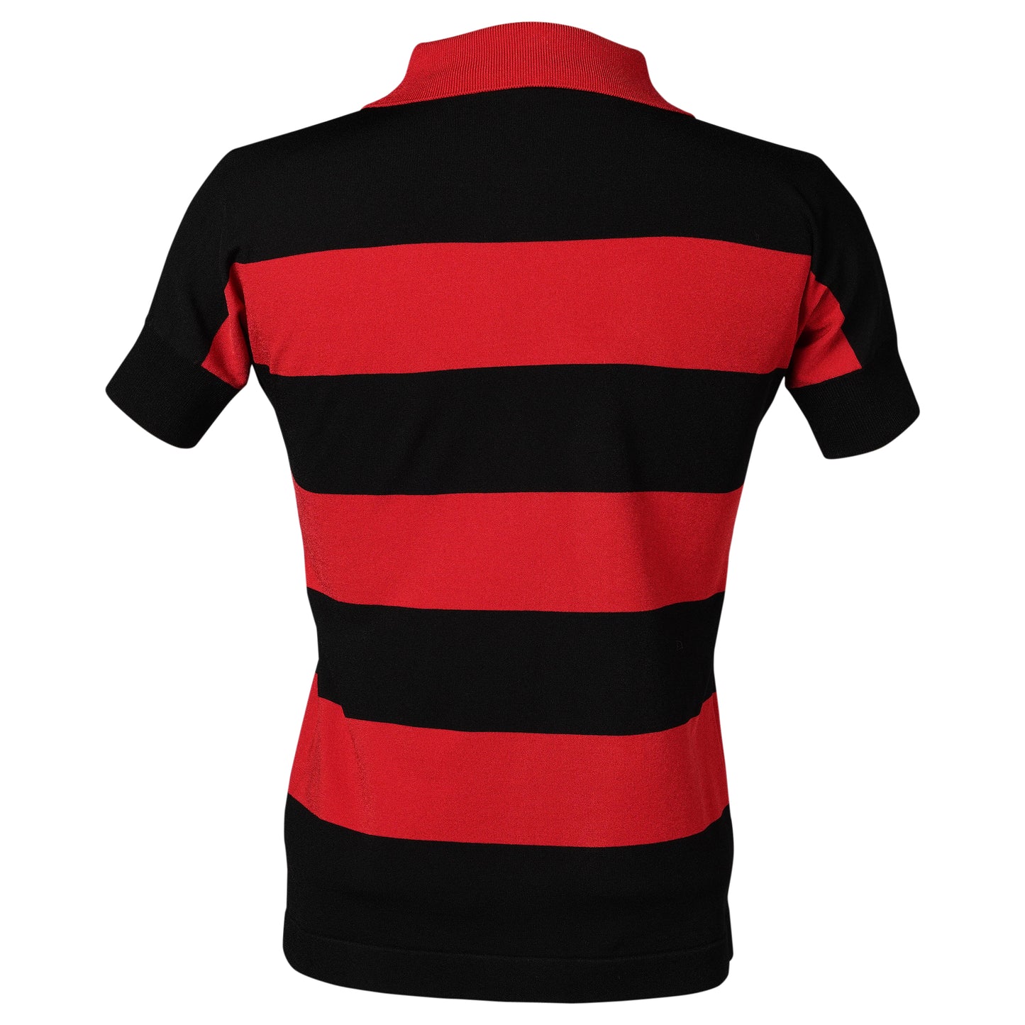 WOMEN STRIPED POLO KNIT / BLACK RED