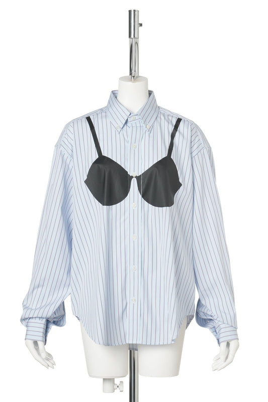 WOMEN TROMPE L'OEIL BUTTON DOWN / BLUE STRIPE