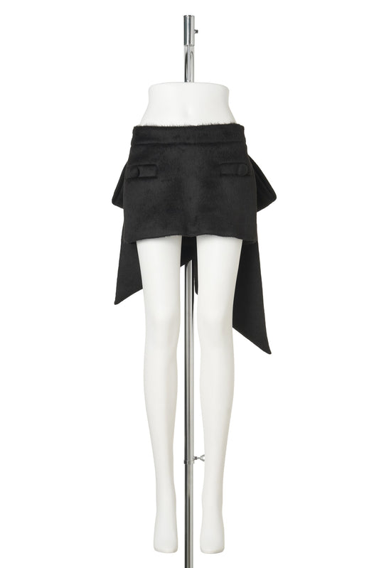 WOMEN NEOPRENE BOW SKIRT / BLACK