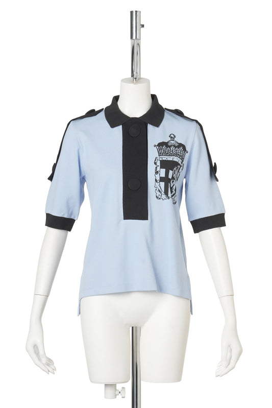 WOMEN CREST POLO / BLUE BLACK