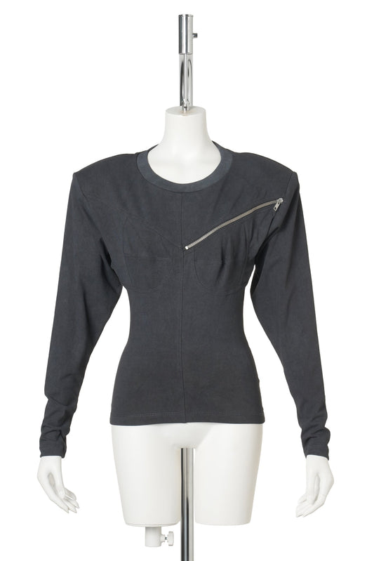 WOMEN ZIPPER TOP / GREY