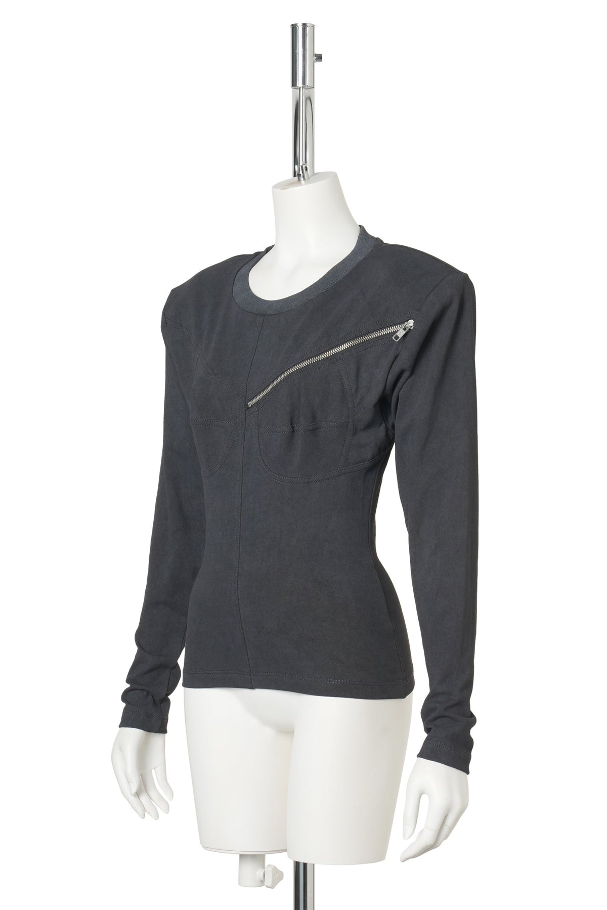 WOMEN ZIPPER TOP / GREY