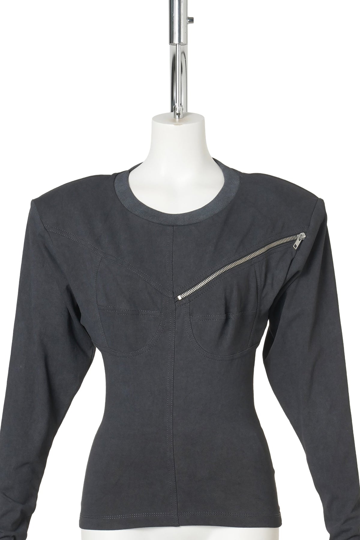 WOMEN ZIPPER TOP / GREY