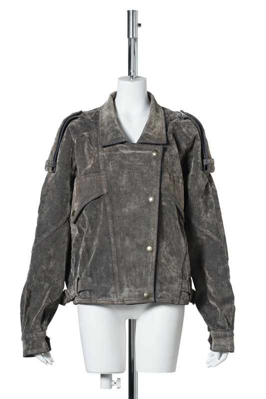 WOMEN FLOCKED DENIM WILD WEST JACKET / BROWN