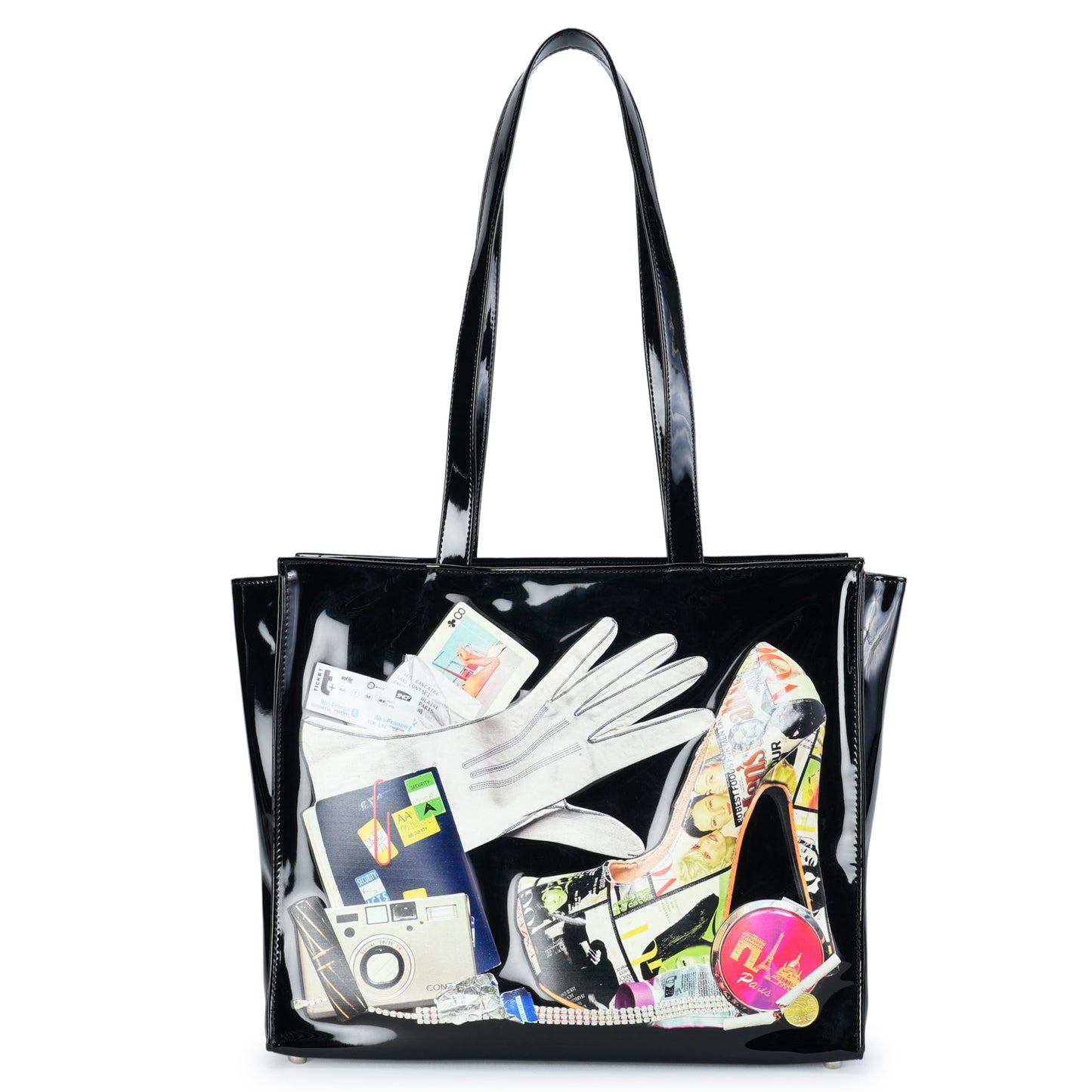 WOMEN TROMPE L'OEIL TOTE BAG WOVEN / BLACK