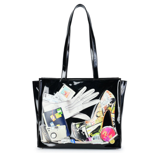 WOMEN TROMPE L'OEIL TOTE BAG WOVEN / BLACK