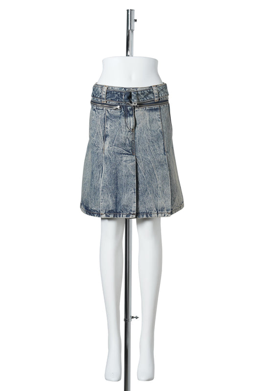 WOMEN DENIM CARWASH SKIRT / BLUE