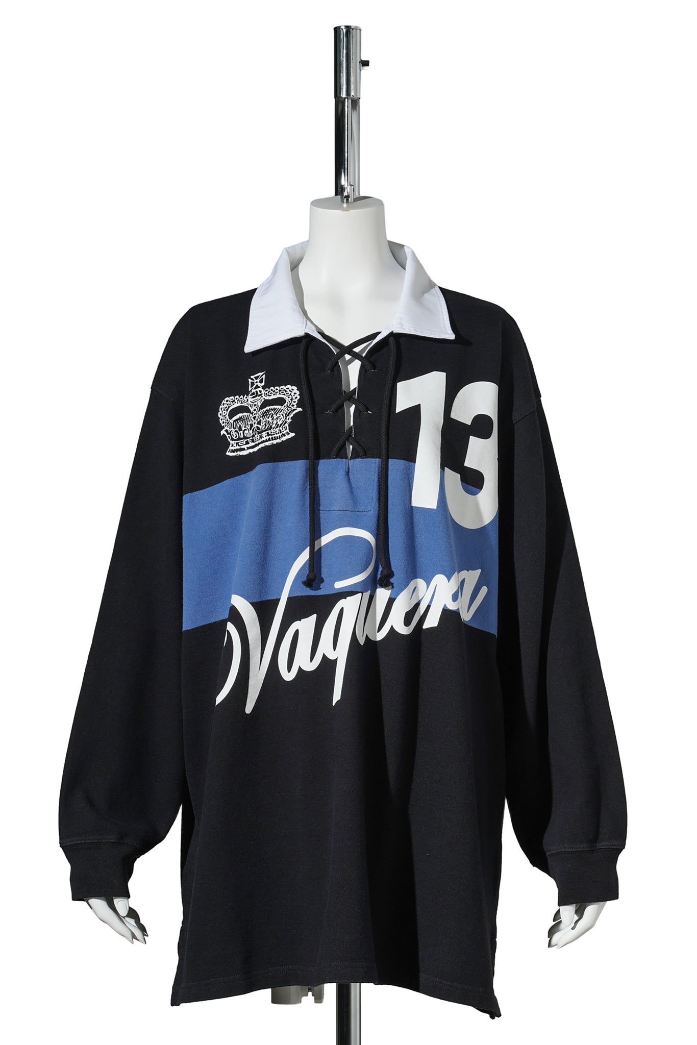 WOMEN RUGBY SHIRT KNIT / BLACK BLUE