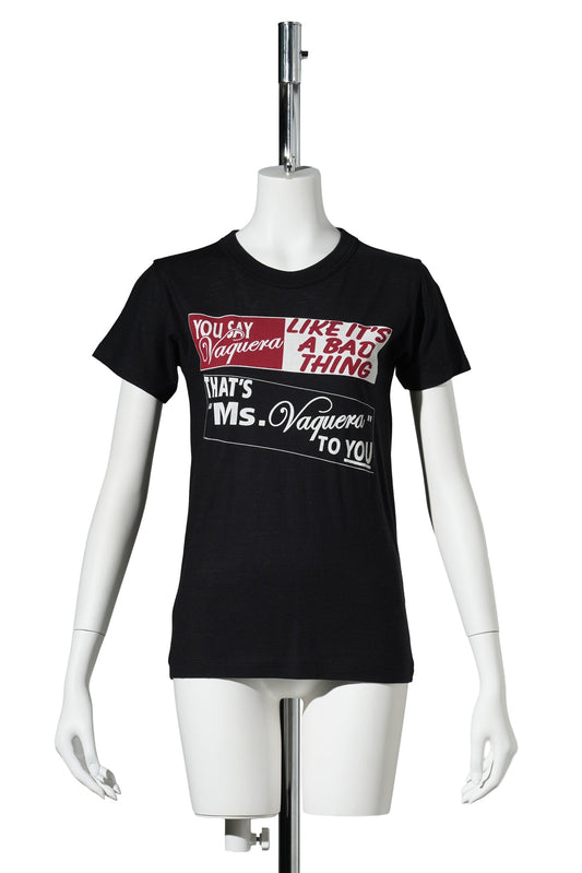 WOMEN BUMPER STICKER T SHIRT KNIT / BLACK