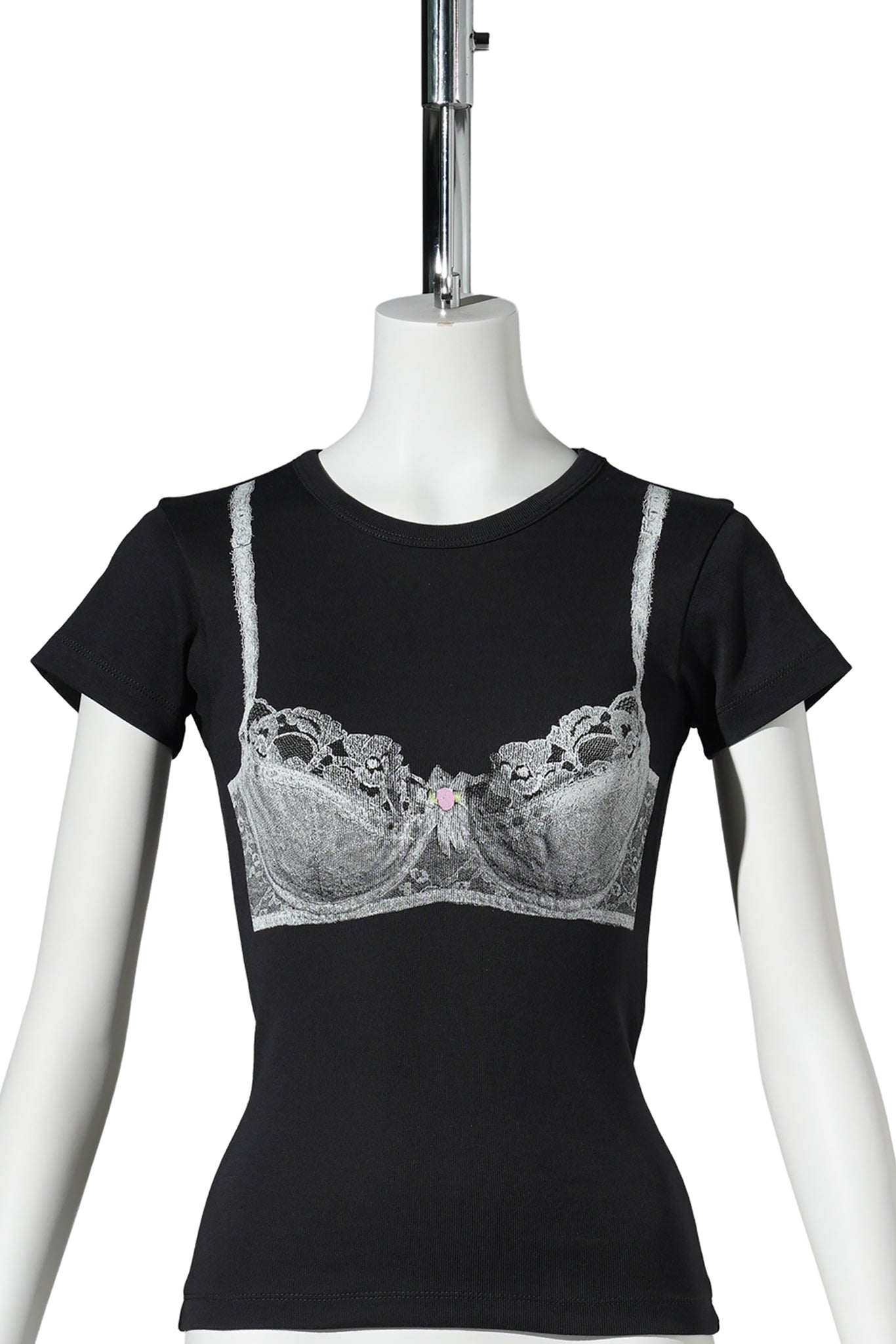 WOMEN BRA BABY TEE KNIT / WASHED BLACK